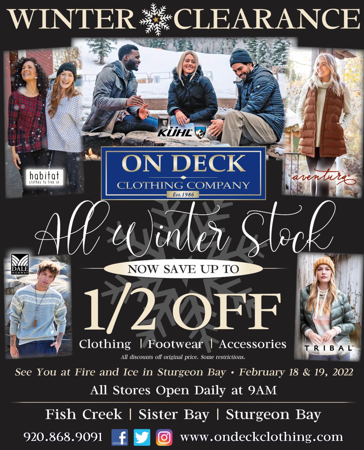 Winter Clearance at On Deck Clothing Co. – Door County Today